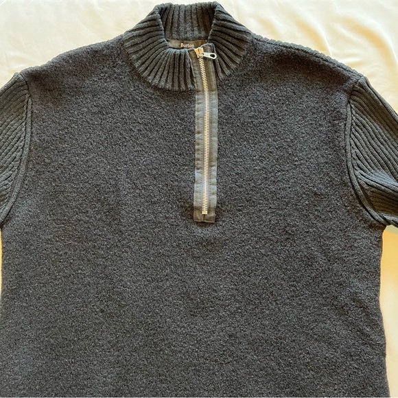 Burton Asymmetrical Quarter Zip Knit Sweater Pullover Made in Italy Size Medium - Picture 8 of 11
